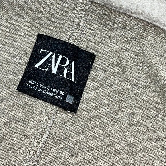 Zara Tan Long Sleeve Lapel Collar Open Front Trench Coat Women’s Size L - Picture 5 of 9